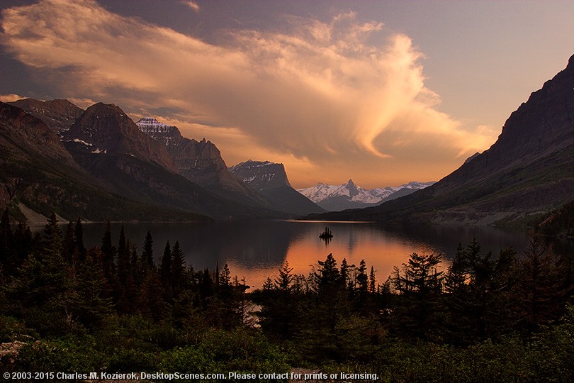 Afterglow Over Wild Goose Island, Saint Mary Lake